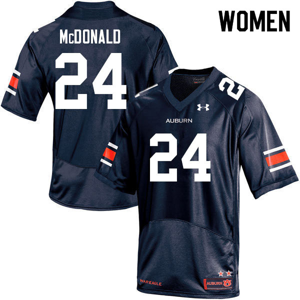 Women #24 Craig McDonald Auburn Tigers College Football Jerseys Sale-Navy